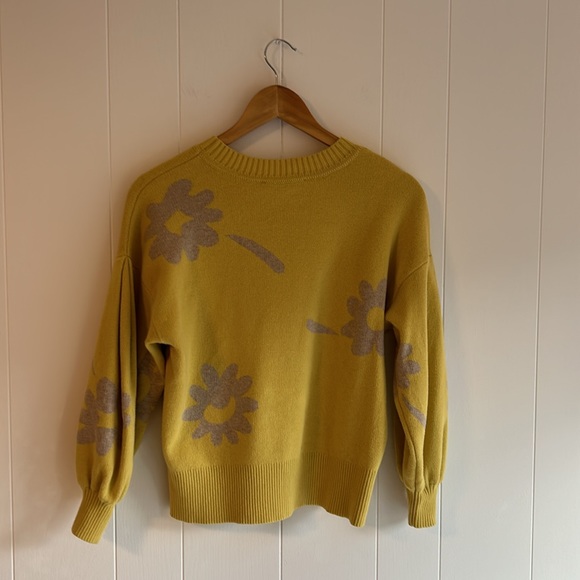 Everlane Floral Cotton Wool Blend Puff Sleeve Sweater - Picture 6 of 8